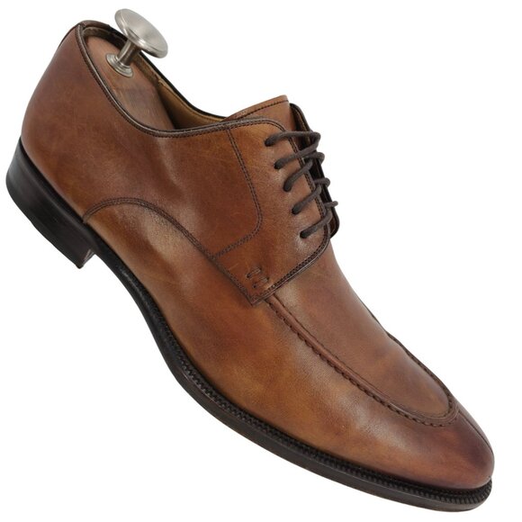 Magnanni Spain Men's size 11M Brown Leather Dress Shoes Split-toe Derby Oxfords - Picture 1 of 11